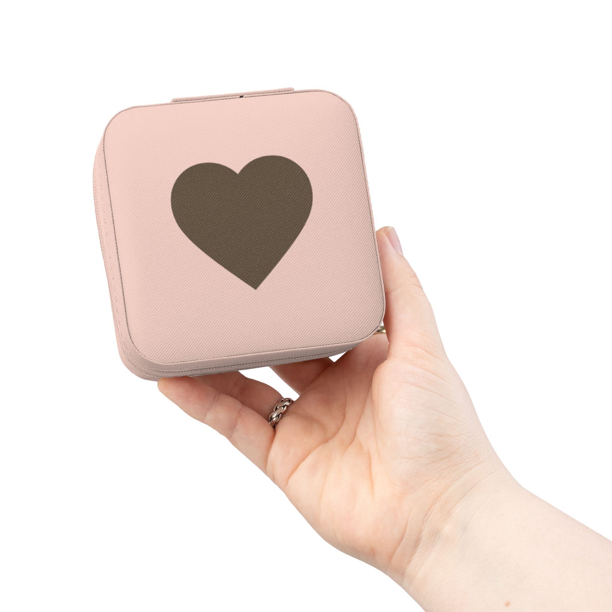 Heart Travel Jewelry Case – Compact Organizer for Rings, Earrings & Necklaces